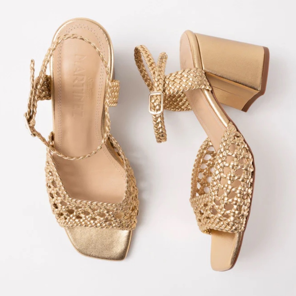 CAPRI Gold Woven Leather  Sandals